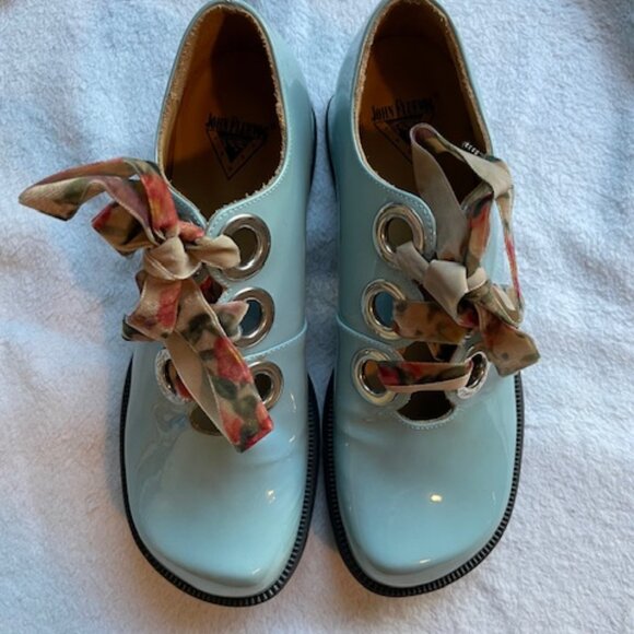 John Fluevog Paulson Light Blue Size 7 Like New Never worn Chunky Retro Boho Vog - Picture 3 of 16